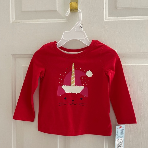 Cat & Jack Unicorn Kitty Cat Shirt Christmas Red - Picture 1 of 5